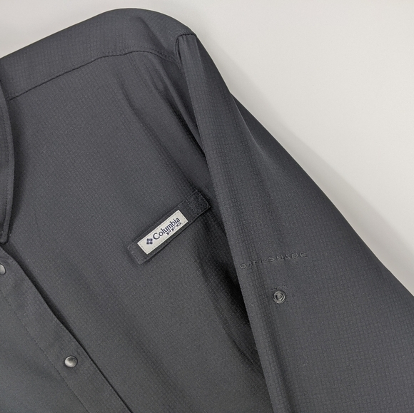 Columbia PFG Fishing Shirt Omni Shade Vented Snap Button Black Outdoor Hiking 2X - Picture 7 of 10